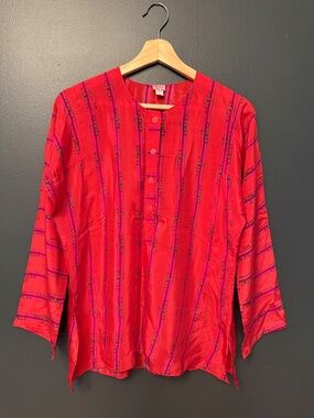 Y2K Tracy Feith Raj 100% red silk tunic Rare  NWOT Size Small